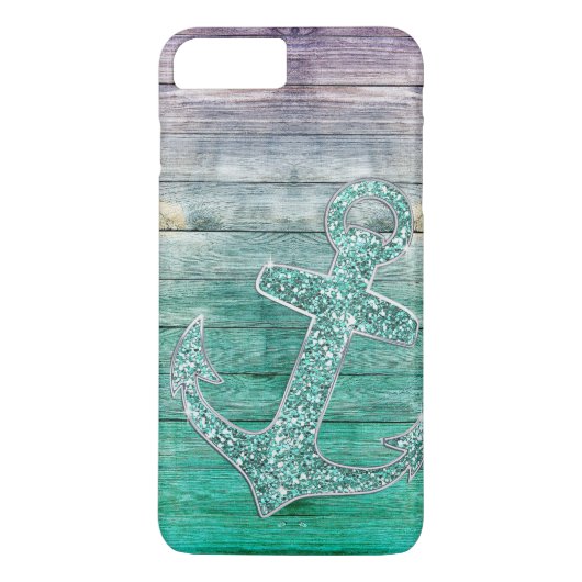 Coques Case-Mate iPhone Regard pourpre nautique Girly d'Ancre et en bois (Dos)