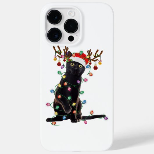 Coques Case-Mate iPhone Reindeer Chat Noir Feux de Noël Drôle Chat Amour (Verso)