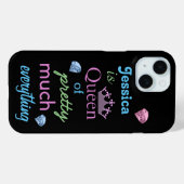 Coques Case-Mate iPhone "Reine de presque tout" Citation de fille (Verso (horizontal))