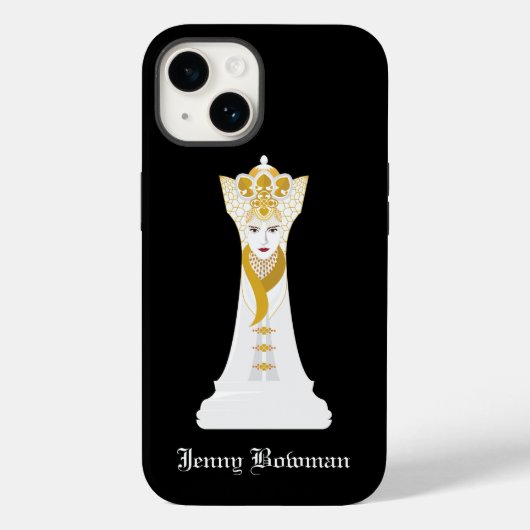 Coques Case-Mate iPhone Reine des échecs / Nom personnalisé (Verso)