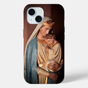 Coque Pour iPhone 15 Reine du Ciel Vierge Marie Bébé Jésus chrétien