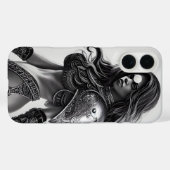 Coques Case-Mate iPhone Reine guerrière noire et blanche d'Afrique (Verso (horizontal))