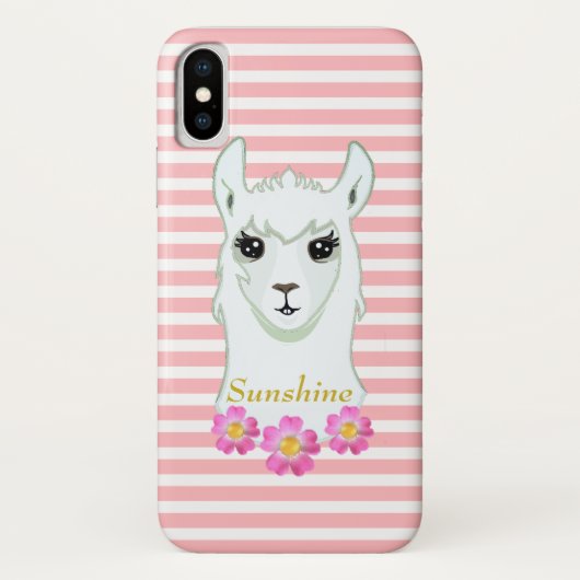 Coques Case-Mate iPhone Reine Llama sur rose et blanc (Dos)