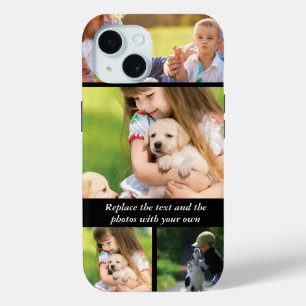 Coque Pour iPhone 15 Remplacez le texte et les photos par le vôtre