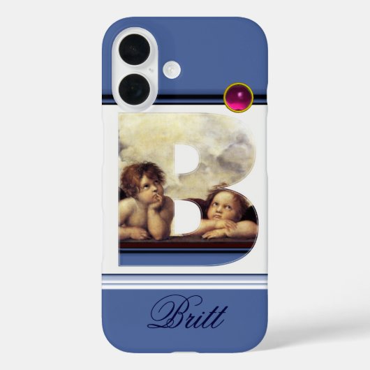 Coques Case-Mate iPhone RENAISSANCE ANGEL B LETTRE Aile Cherub Monogramme (Verso)