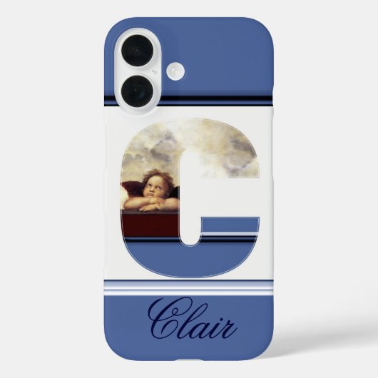 Coques Case-Mate iPhone RENAISSANCE ANGEL C LETTRE À ailes Cherub Monogram (Verso)