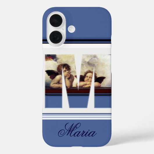 Coques Case-Mate iPhone RENAISSANCE ANGEL M LETTRE Cherub ailé Monogramme (Verso)