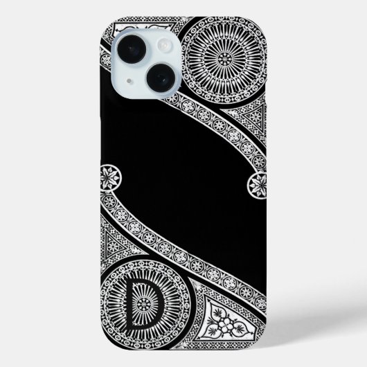 Coques Case-Mate iPhone RENAISSANCE ARCHITECTE Monogramme Noir Blanc (Verso)