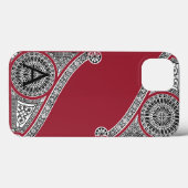 Coques Case-Mate iPhone RENAISSANCE ARCHITECTURE Marsala Monogramme rouge (Verso (horizontal))