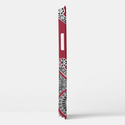 Coques Case-Mate iPhone RENAISSANCE ARCHITECTURE Marsala Monogramme rouge (Verso / Droite)