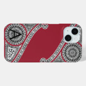 Coques Case-Mate iPhone RENAISSANCE ARCHITECTURE Marsala Monogramme rouge (Verso (horizontal))