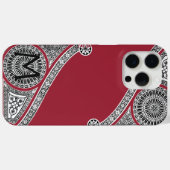 Coques Case-Mate iPhone RENAISSANCE ARCHITECTURE Marsala Monogramme rouge (Verso (horizontal))