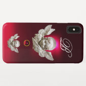 Coques Case-Mate iPhone RENAISSANCE FLORENTINE ANGEL Monogramme Bourgogne  (Dos (Horizontal))