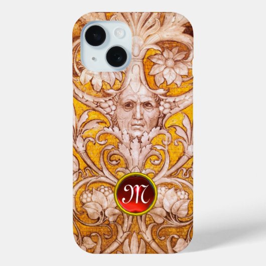 COQUES Case-Mate iPhone RENAISSANCE GROTESQUE FACE, MONOGRAPHE FLORAL OR (Verso)
