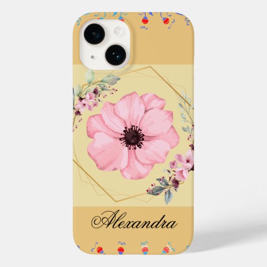 Coques Case-Mate iPhone Renaissance printanière, Art Graphique orange, Fle (Verso)