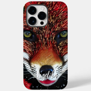 Coque Pour Pour iPhone 14 Pro Max Renard Abstrait Rouge et Or Personnalisable