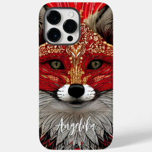 Coque Pour Pour iPhone 14 Pro Max Renard Abstrait Rouge et Or Personnalisé