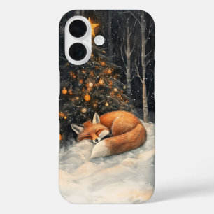 Coques iPhone 16 Renard couché Whimsical Noël rustique