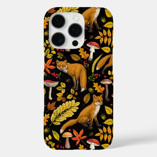 Coques Case-Mate iPhone Renard d'automne sur noir (Verso)