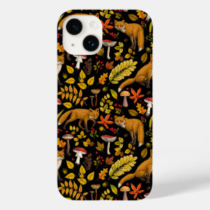 Coque Pour iPhone 14 Renard d'automne sur noir