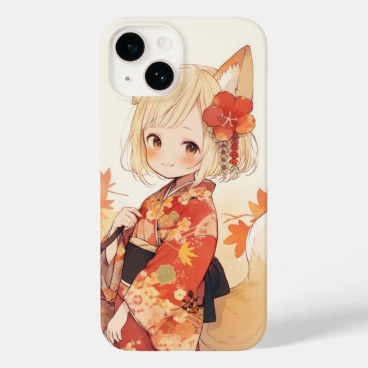 Coques Case-Mate iPhone Renard de Kawaii avec Kimono (Verso)