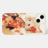 Coques Case-Mate iPhone Renard de Kawaii avec Kimono (Verso (horizontal))