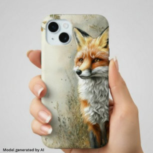 Coque iPhone 15 Mini Renard de la forêt à l'aquarelle Nature Nom