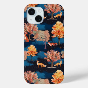 Coque Pour iPhone 15 Renard de nuit automnal fantaisiste motif sans cou
