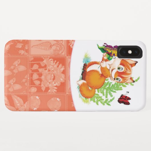 Coques Case-Mate iPhone renard et papillon (Dos (Horizontal))