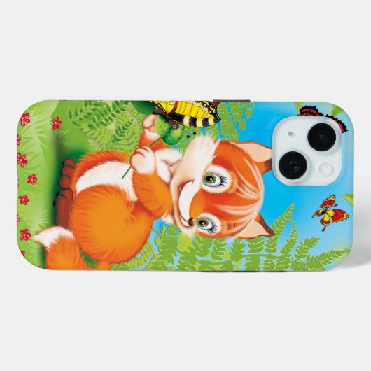 Coques Case-Mate iPhone renard et papillon (Verso (horizontal))