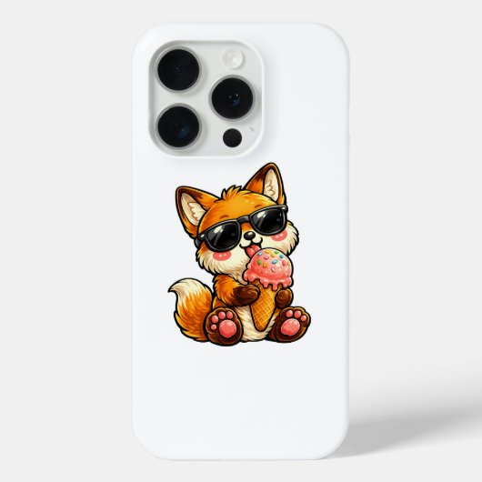 Coques Case-Mate iPhone Renard Mignon Mangeant une Glace avec des Lunettes (Verso)