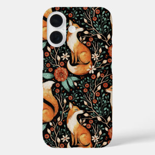 Coques iPhone 16 Renard mystique de la forêt avec lunes et papillon