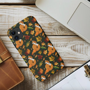 Case-Mate iPhone Case Renard roux Feuilles d'automne Glands Motif vert