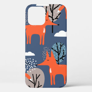 Case-Mate iPhone Case Renards et arbres, fond dessiné à la main. Mer c