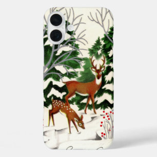 Coques iPhone 16 Plus Renne d'hiver rétro vintage