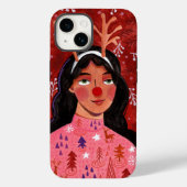 Coques Case-Mate iPhone Rennes festives de Noël de la femme (Verso)