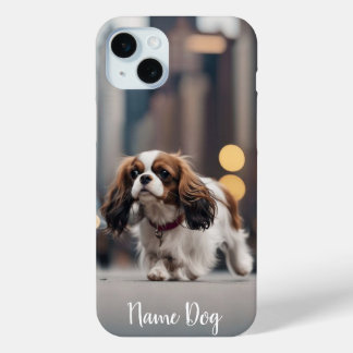 Coque iPhone 15 Mini Renommez votre chien Cavalier King dans les cas té