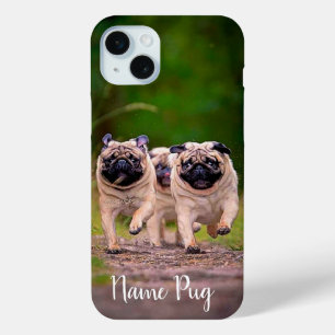 Coque iPhone 15 Mini Renommez votre chien de chien Carlin sur le boîtie