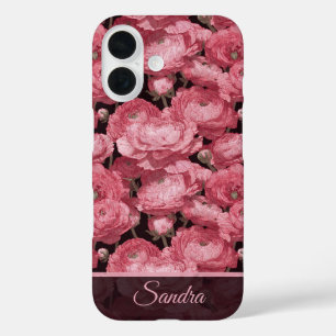 Coques iPhone 16 Renoncule de remerciement classique avec nom