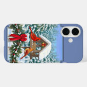 Coques Case-Mate iPhone Repas de Noël des cardinaux bleu (Verso (horizontal))