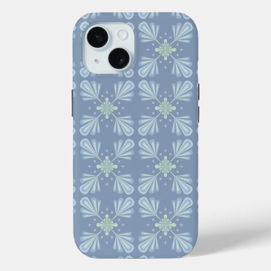 Coques Case-Mate iPhone Répétition abstraite florale bleu pastel (Verso)