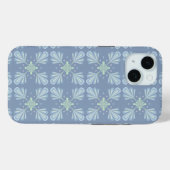 Coques Case-Mate iPhone Répétition abstraite florale bleu pastel (Verso (horizontal))