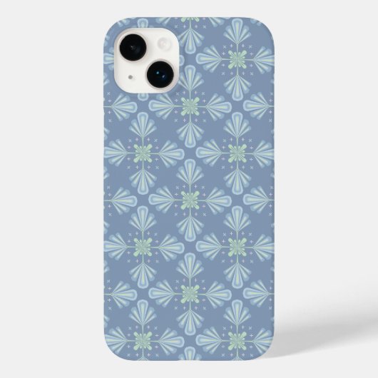Coques Case-Mate iPhone Répétition abstraite florale bleu pastel (Verso)