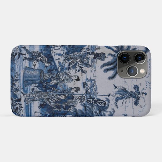 Coques Case-Mate iPhone Repro Chinoiserie Delft Carrelage bleu et blanc (Dos (Horizontal))