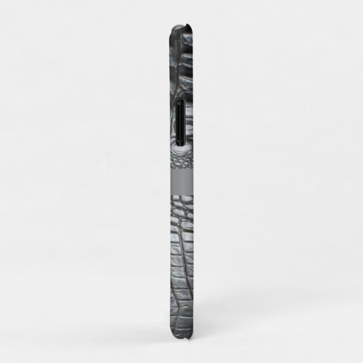 Coques Case-Mate iPhone Reptile noir en cuir numérique en métal argenté (Dos/Droite)
