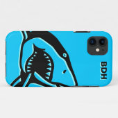 Coques Case-Mate iPhone Requin bleu décoré d'un monogramme (Dos (Horizontal))