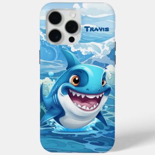 Coque iPhone 15 Pro Max requin de plage cool ajouter le nom