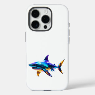 Coques iPhone 16 Pro "Requin géométrique coloré – Art polygonal vibrant