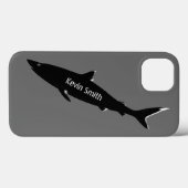 Coques Case-Mate iPhone requin noir de natation personnalisé (Verso (horizontal))