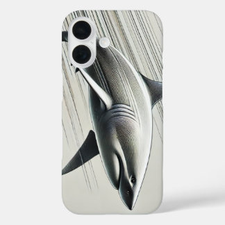 Coques iPhone 16 Requin numérique dynamique en mouvement